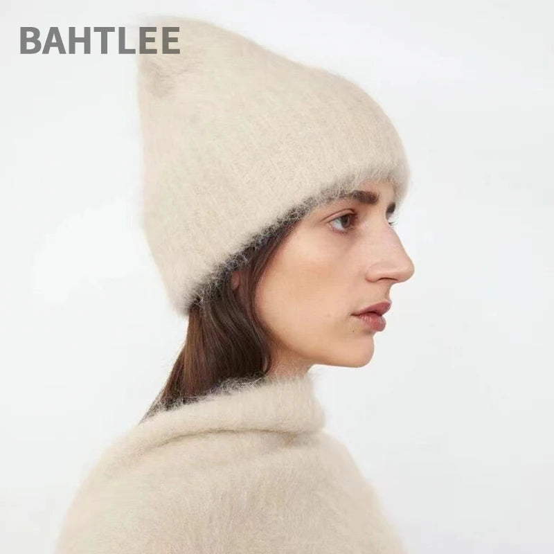 BAHTLEE-Women's Alpaca Hair Knitted Hat, Caps, Warmer, Winter