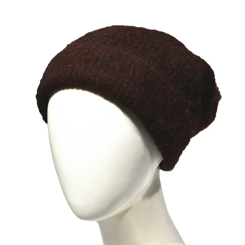BAHTLEE-Women's Alpaca Hair Knitted Hat, Caps, Warmer, Winter