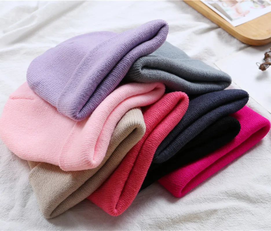 NEW Winter Hats Beanies Knitted Solid Cute Hat Girls Autumn Female Beanie Caps Warmer Bonnet Ladies Casual Cap