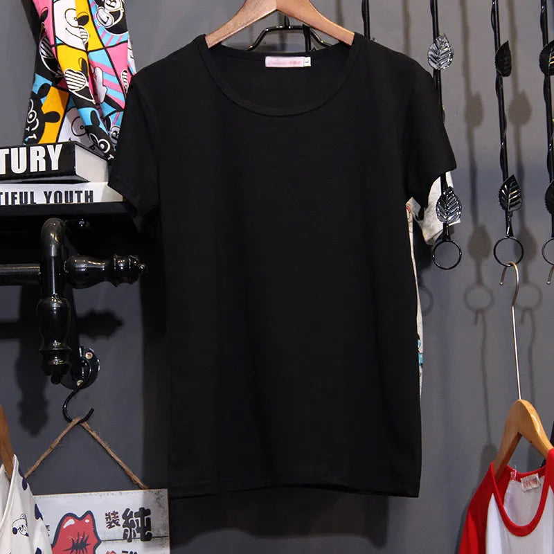 Loose cotton Hot drilling black T-shirts women short sleeve summer new Breathable Korean version Tees 2022 diamonds Trend Tops