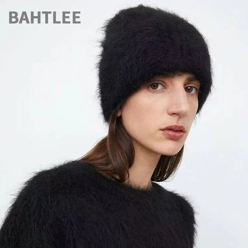 BAHTLEE-Women's Alpaca Hair Knitted Hat, Caps, Warmer, Winter