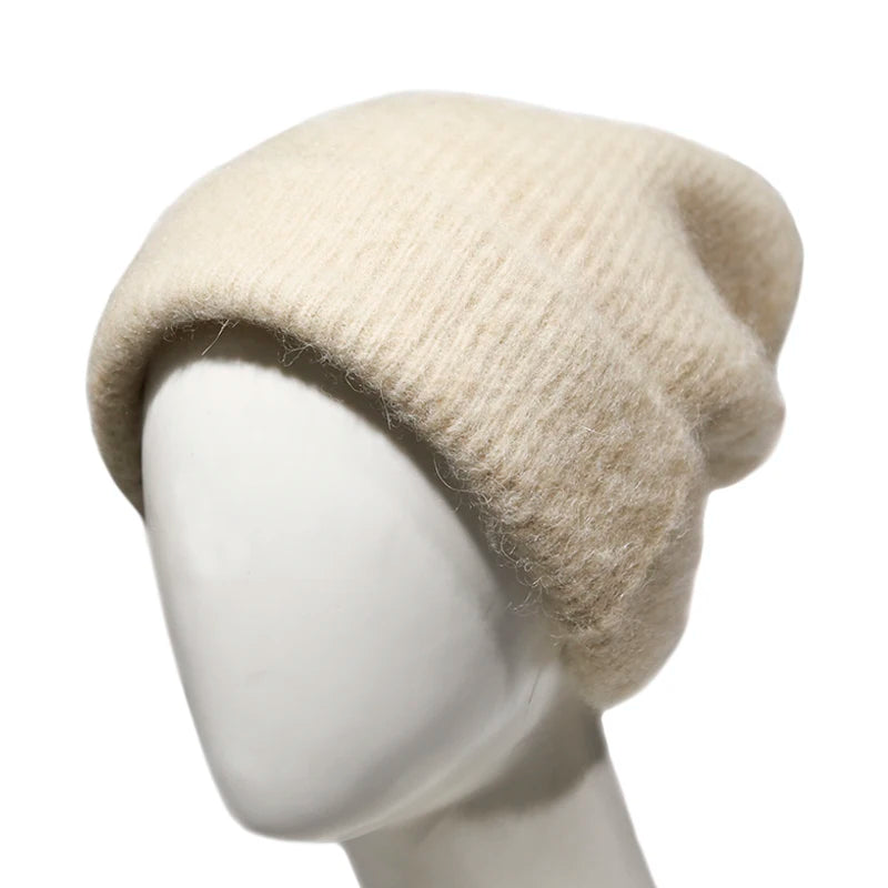 BAHTLEE-Women's Alpaca Hair Knitted Hat, Caps, Warmer, Winter