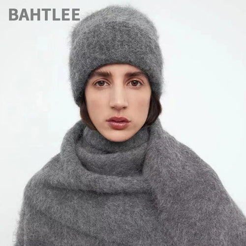 BAHTLEE-Women's Alpaca Hair Knitted Hat, Caps, Warmer, Winter