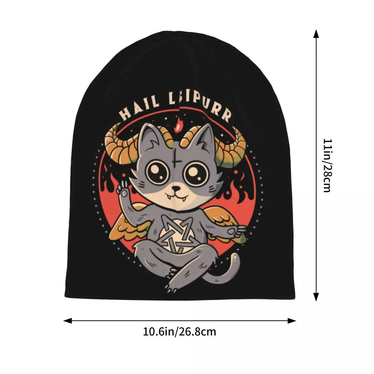 Bonnet Hats Baphomet Satan Lucifer Men Women's Thin Skullies Beanies Hat Hail Lucipurr Cute Cat Autumn Spring Warm Cap