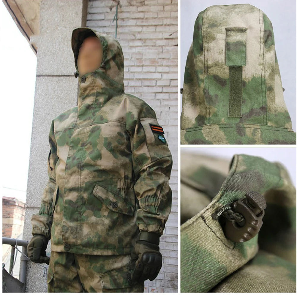 Russian GORKA-3M Combat Suit Men Smock Jacket + Pants 2 Pieces Set Multi Pocket Wear-resistant BDU Special Forces Clothing Male